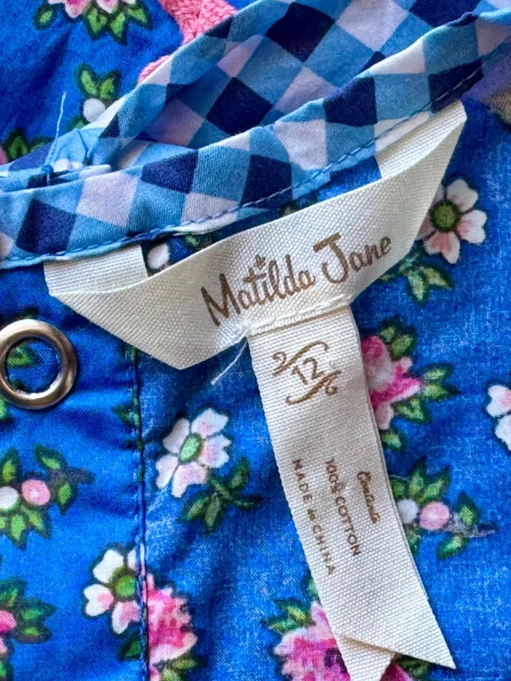Coastal Cottage Girls Outfit Set Floral Top Gingham Shorts Matilda Jane‎